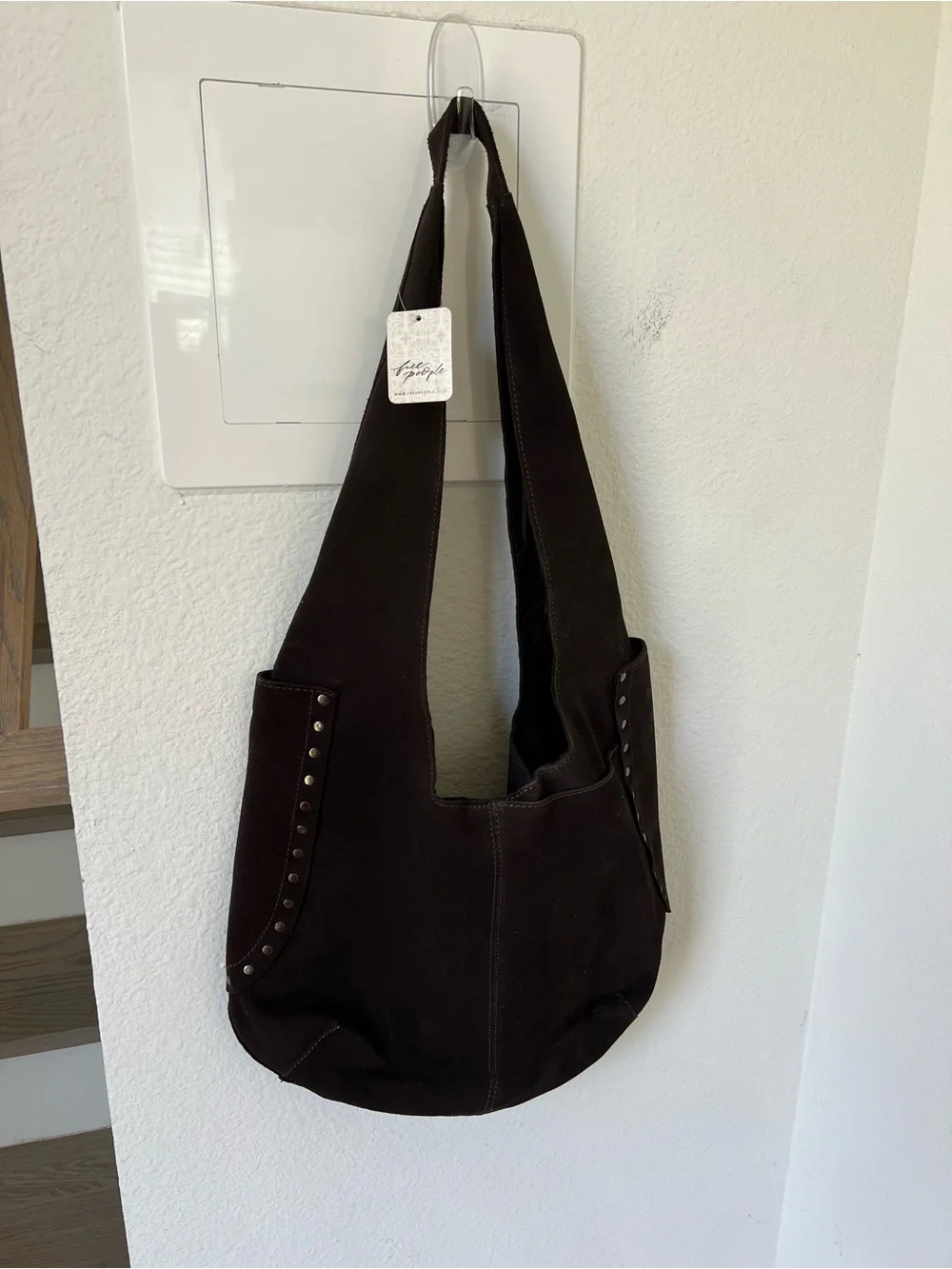 Free People Rori Suede Tote in Espresso Brown NWT